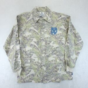 Disney Resort Men’s Spirt Jersey Button Up Tropical Long Sleeve Shirt Size M